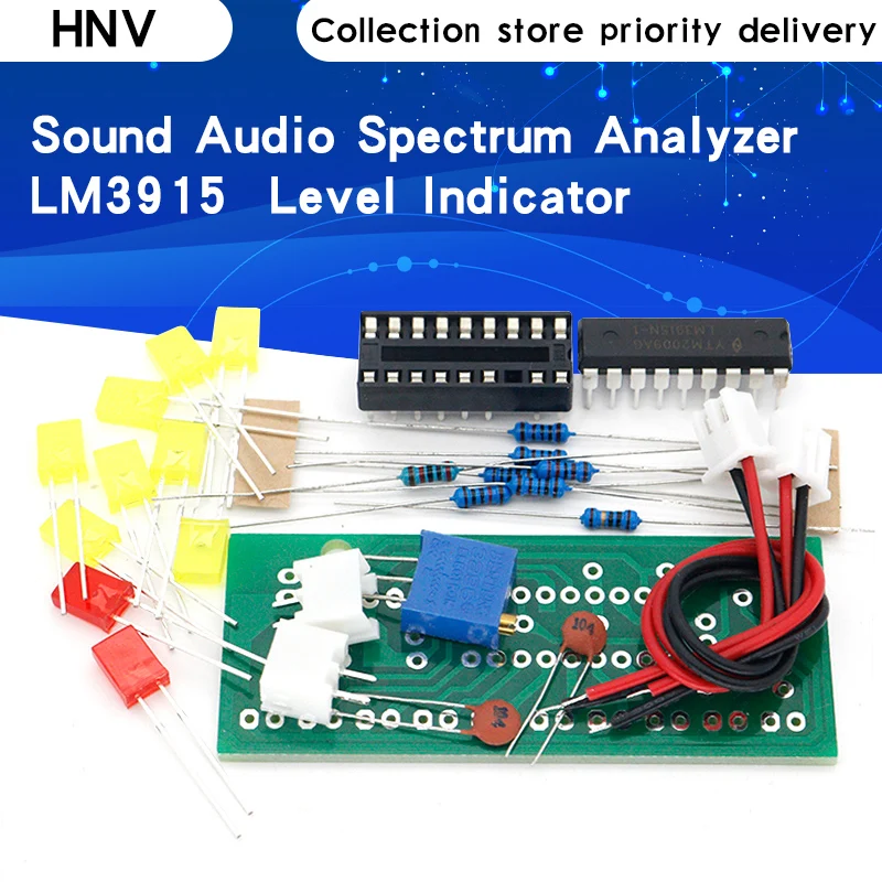 LM3915 DC 9V 12V 10 светодиодный звук аудио анализатор спектра комплект индикатор уровня