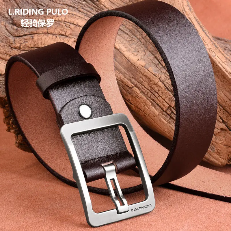 

Send punch male belt leather pin buckle pure leather young and middle-aged casual Korean men's jeans belt
