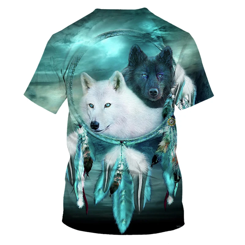 2021 new fox and wolf 3d printing men and women t shirt soft material shirt casual loose t shirt sports mens streetwear free global shipping