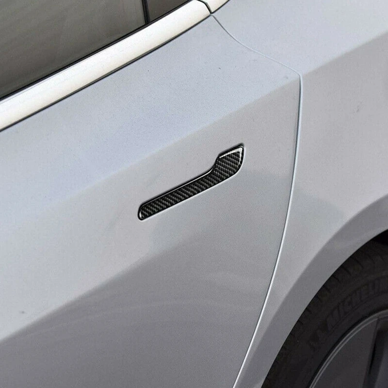 

for Tesla Model-3 Car Carbon Fiber Sticker Tesla 3 Outer Handle Carbon Fiber Sticker 4Pcs