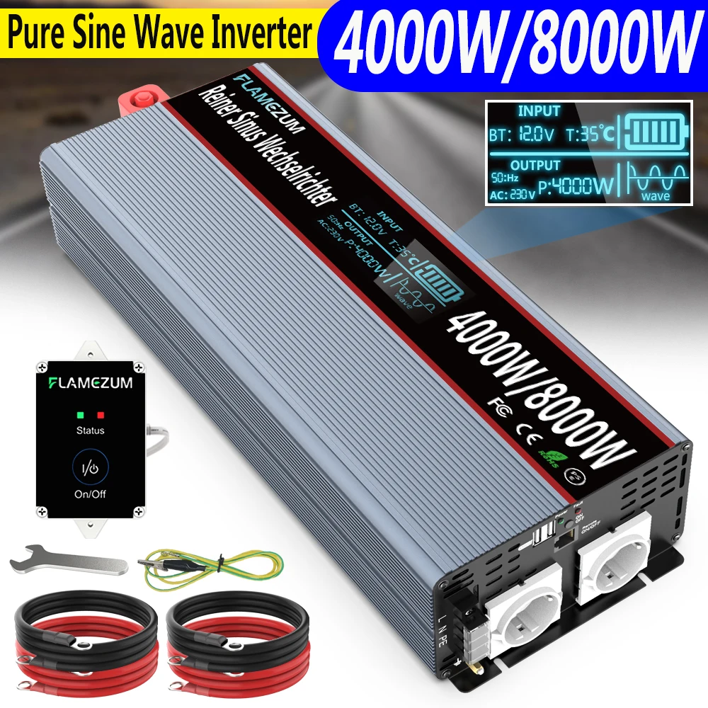 Чистая синусоида Инвертор 8000W/4000W лодки RV автомобильный инвертор DC12V/24V/48V к
