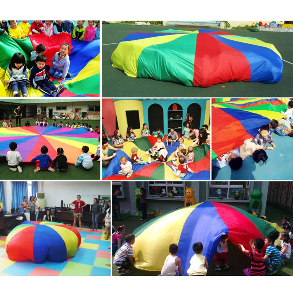 Новый Популярный Детский уличный Радужный зонт Парашютная игрушка прыгающий