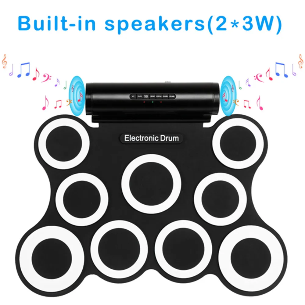 

Набор электронных барабанов с 9 колодками и разъемом для наушников, встроенный динамик, барабанная палочка, ножные педали, лучший подарок дл...