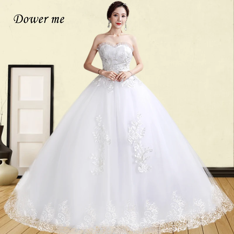 

Plus Size Wedding Dresses GR745 Elegant Strapless Wedding Gowns For Women Lace Embroidery Train Vestido De Novia 2020