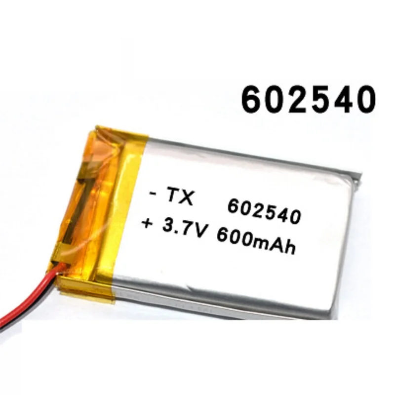 Batería de polímero de iones de litio, 3,7 V, 600mAh, 602540, para reproductor mp3, grabador dvr, mivue mio 358