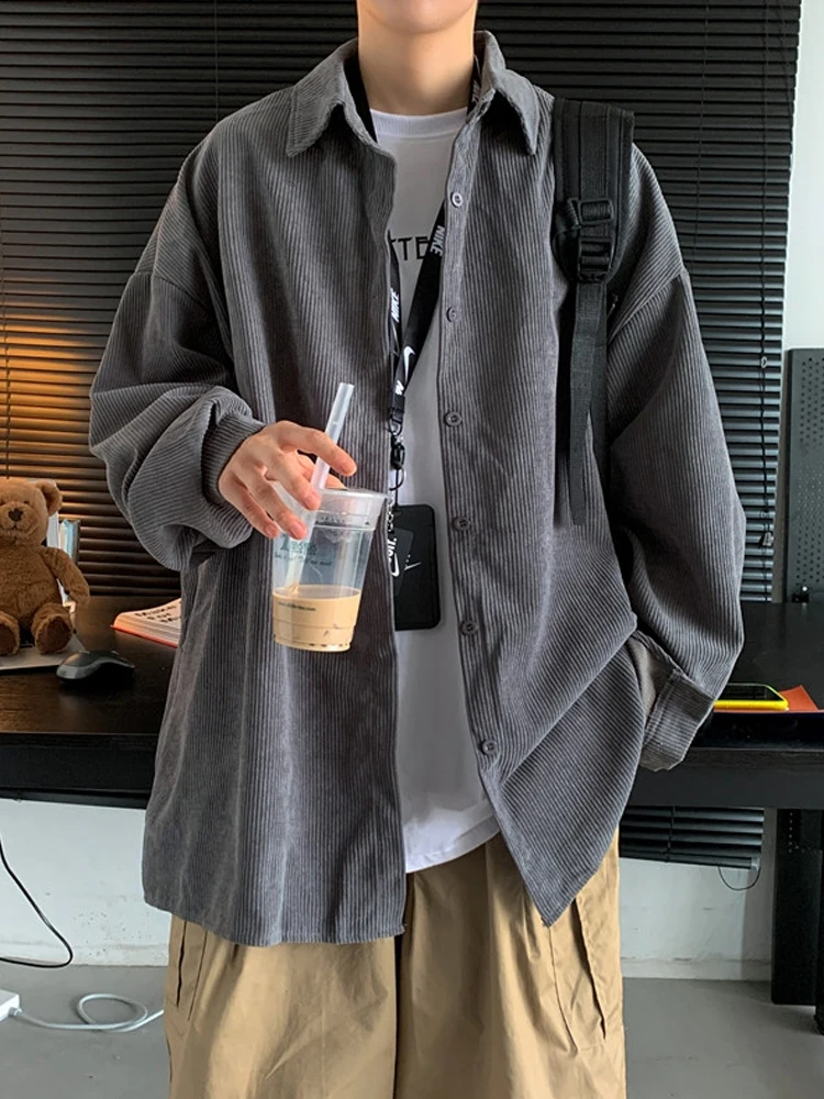 

Korean Style Shirts Casual Loose Harajuku Long Sleeve Slim Fit Fashion Button Up Shirt Chemise Homme Men's Clothing DB60SH