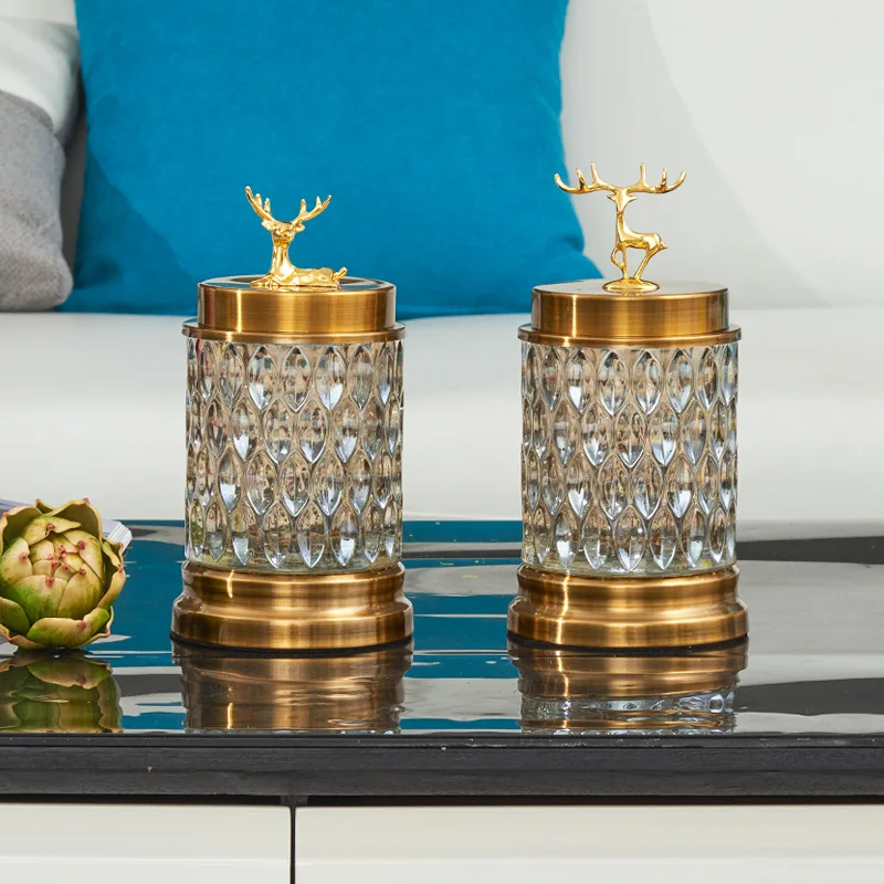 Скандинавская позолоченная стеклянная банка с оленем бутылка для хранения