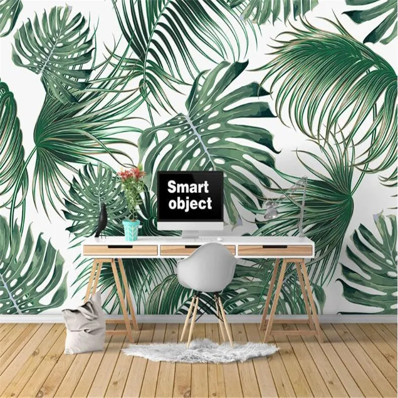 

3D 3D трехмерные скандинавские тропические листья банан лист ТВ диван фон обои роспись
