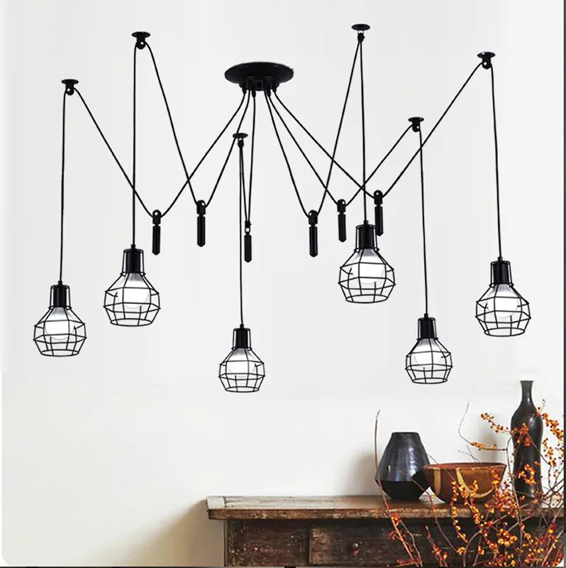Винтажная люстра паук для ресторана креативная лампа E27 в стиле индастриал
