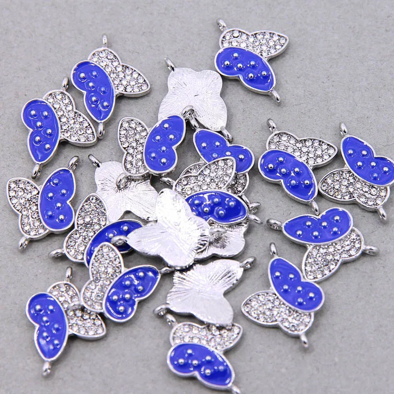 6 шт. красочные блестящие бабочки Шарм соединитель Эмаль маленькие животные