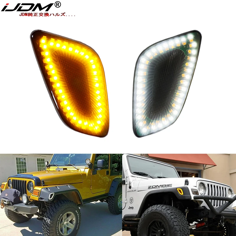 

iJDM Amber/White Side Marker Light For 1997-2006 Jeep Wrangler Models Turn Signals/Driving Lights Replace OEM Sidemarker Lamps
