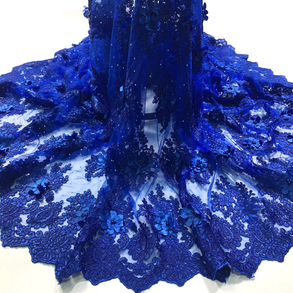 

Тюлевая кружевная ткань ярко-синего цвета, кружевная ткань в африканском стиле, кружево высокого качества с бисером, кружевная ткань в нигерийском стиле для свадьбы, M2608, 2021