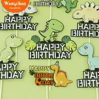 dinosaur theme happy birthday cake topper child birthday party cartoon decoration candy bar baby shower kids party supplies