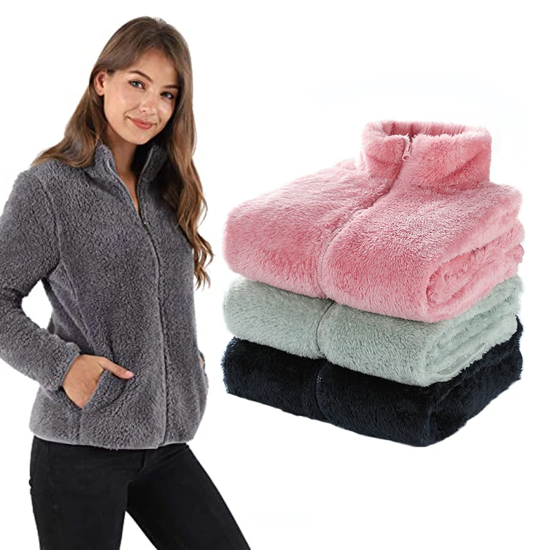 Куртка Snailify женская флисовая на молнии с высоким воротом двусторонняя для