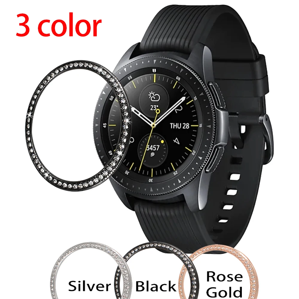 Чехол для Gear S3 Samsung Galaxy Watch 46 мм 42 металлический Алмазный безель с клейким