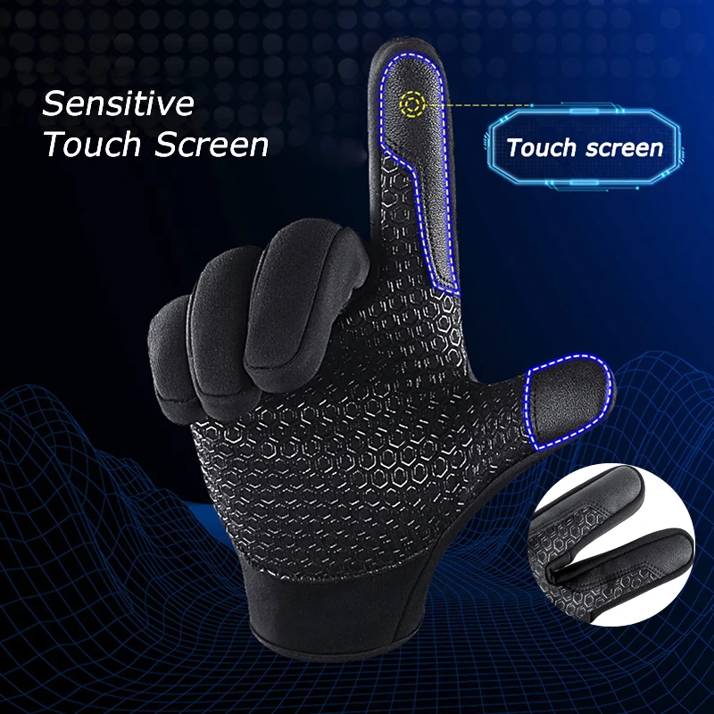 Kyncilor Winter Thermal Warm Bicycle Gloves Non-slip Touchscreen Cycling Gloves Unisex Bike Gloves Full Finger Motorcycle Gloves enlarge