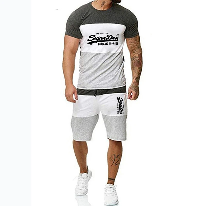 

2021 Summer Sportswear Jogging Shorts T-Shirt Streetwear Brand Outfits Funny Men T Shirt+Beach Shorts Sets Harajuku Tops