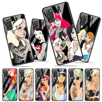 tattoo princess for samsung galaxy s20 fe ultra note 20 s10 lite s9 s8 plus luxury tempered glass phone case cover