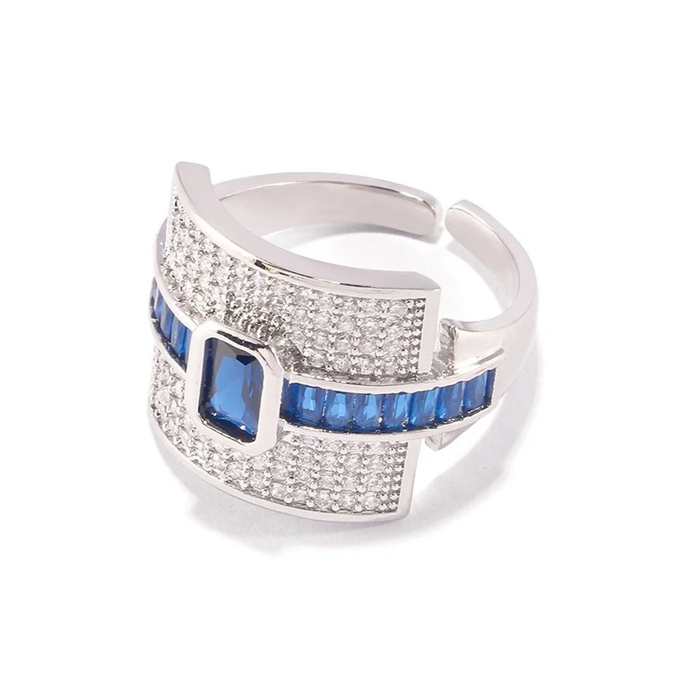 

European and American fashion OL ladies light luxury emerald ring green copper inlaid AAA zircon gold plated index finger ring