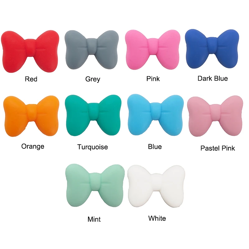 Chenkai 10PCS Bowknot Silicon Beads BPA Free Cute Silicone Pacifier For Infant DIY Baby Chewable Teething Making Jewelry Gift | Мать и