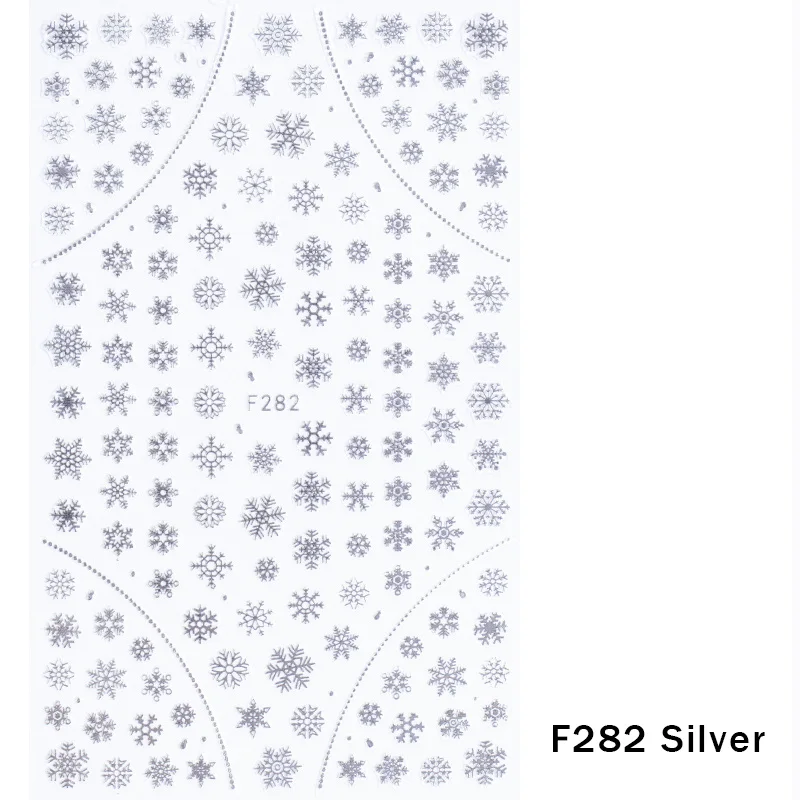 F282 Silver 1 шт рождественские наклейки для ногтей наклейки снежные хлопья рождественские обертывания Снеговик зимние украшения маникюрные инструменты слайдеры F281-284 - Цвет: F282 Silver