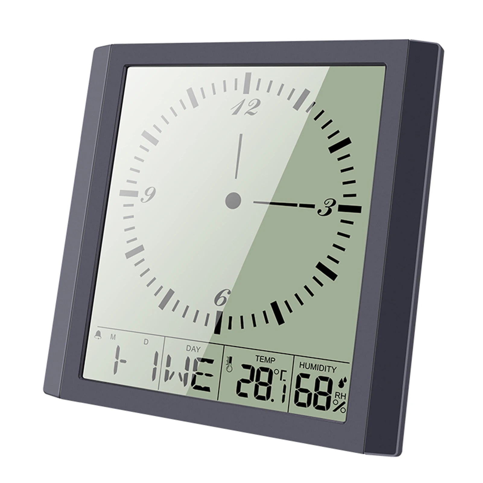 

Цифровой Термогигрометр KKmoon, настенные квадратные часы с календарем, будильником и повтором сигнала, комнатный Индикатор температуры и вла...