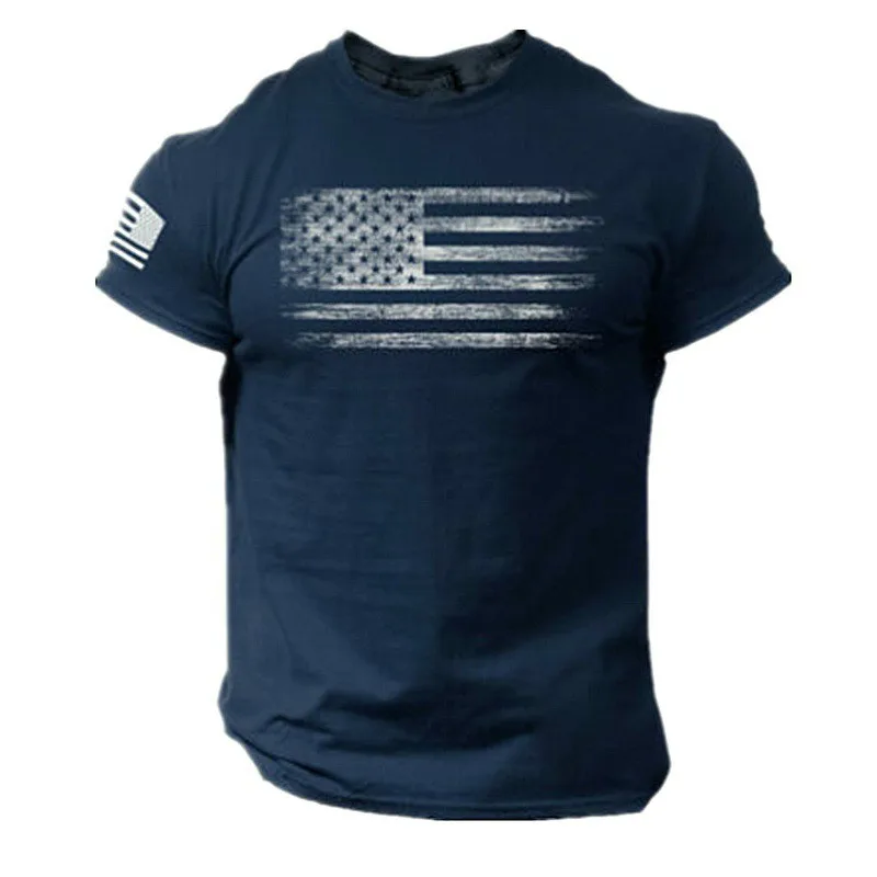 

Men's soldier short-sleeved T-shirt sports training summer shirt casual breathable quick-drying star stripes plus size 2021