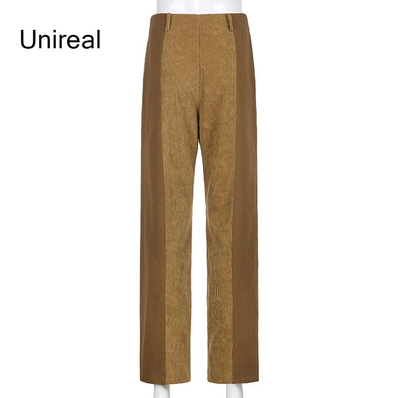 

Unireal 2021 Autumn Streetwear Corduroy Pants High Waist Casual Pants Fashion Women Loose Trousers