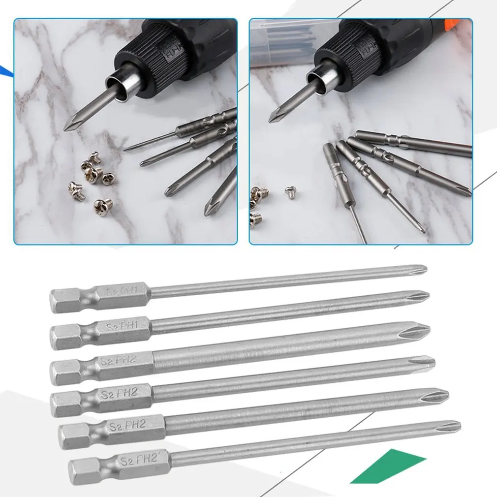 

10 Pieces 100mm Screwdriver Bit Magnetic S2 Steel Wear-resistant Portable Multifunctional Screwdriver Bit