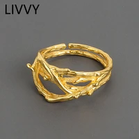 livvy silver color multilayer irregular texture cross rings for women new trendy creative personality jewelry gifts