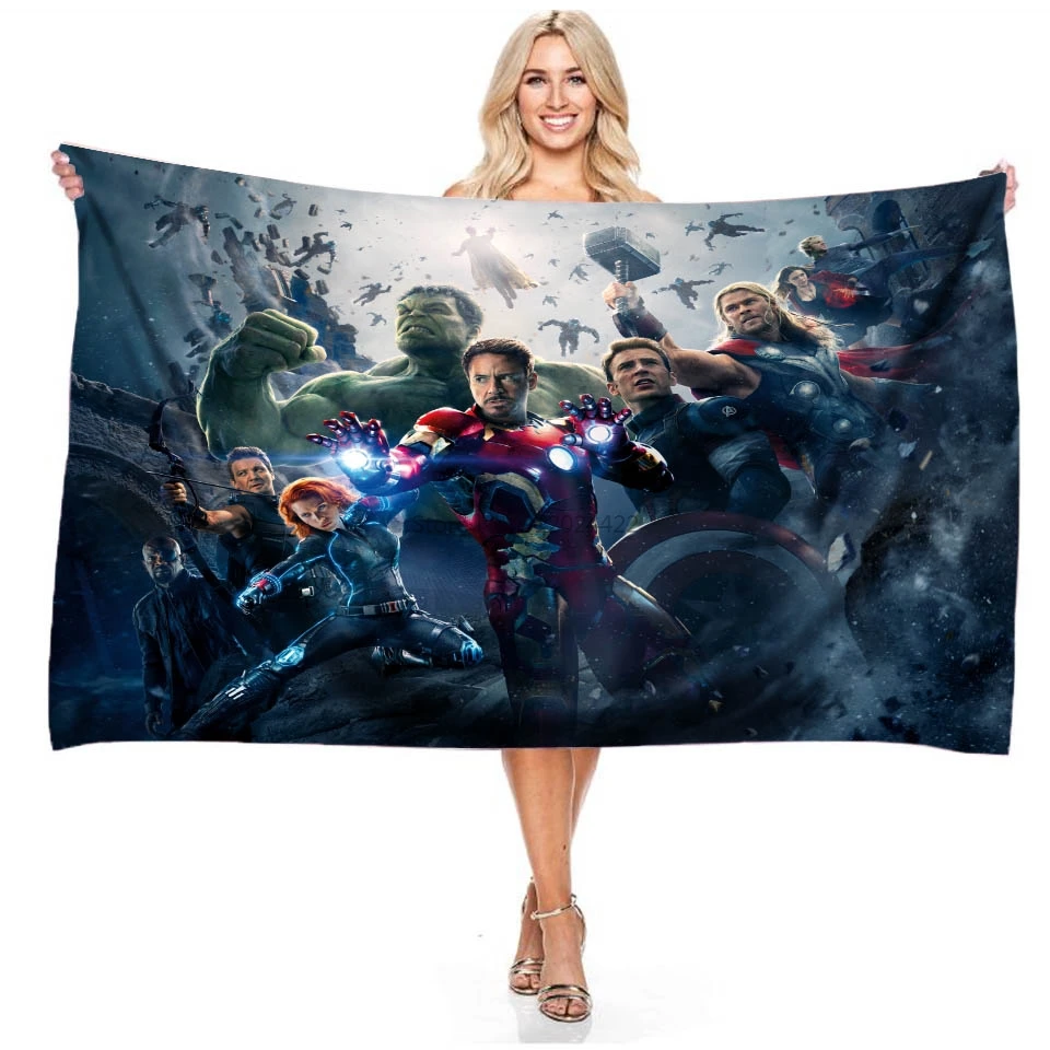 Marvel The Avengers Printed 3d Microfiber Absorbent Bath Towel Swimming Rectangular Digital Printing Beach 140x180cm | Дом и сад