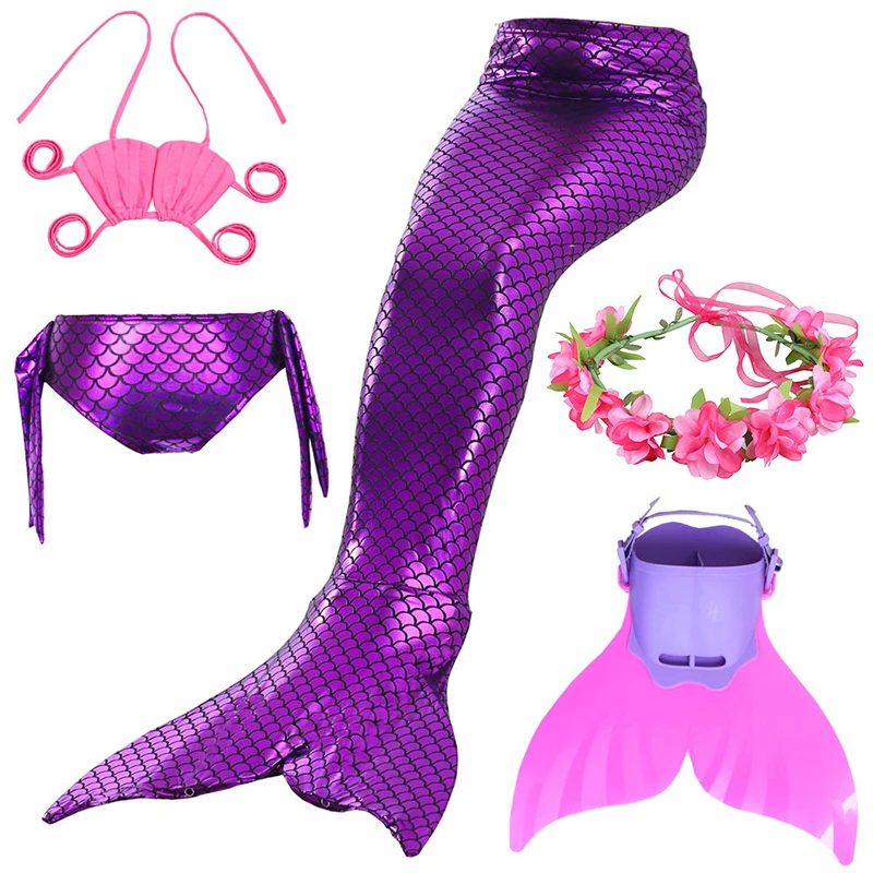 Женский хвост Русалочки с плавниками Моноласты юбка Флиппер для детей бикини