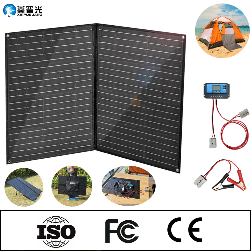Новый 100W Панели солнечные Складная 18V 12v зарядное устройство с выходом 5V USB