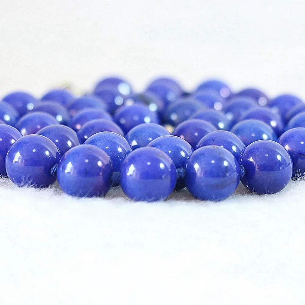 Ожерелье сделай сам с имитацией лазурита голубой халцедон нефрит 6 8 10 12 14 мм