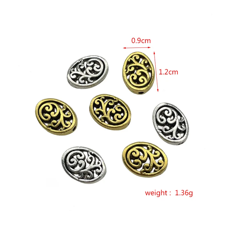 JunKang Alloy oval pattern spacer perforated beads for jewelry production DIY hand-made bracelet necklace accessories materials | Украшения