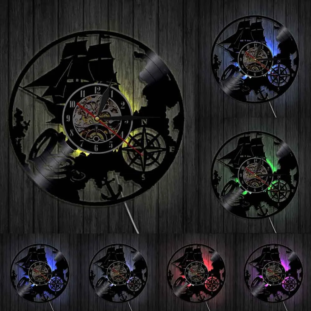 Виниловая тема для навигации настенные часы волшебная морская настенная лампа