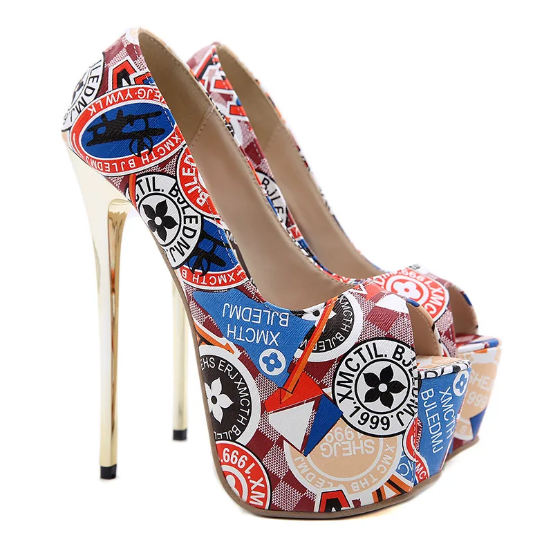 

Size 35 42 high heel women's shoes thin heel fish mouth color light mouth catwalk high heel single