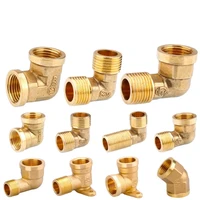 1 pcs 90 deg elbow female male thread brass copper 18 14 38 12 inner outer wire water pipe fittings connector adapter