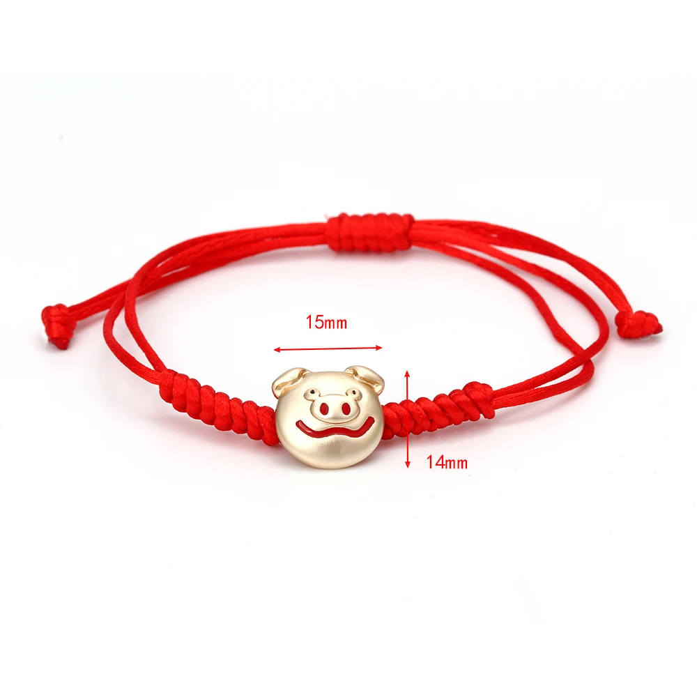 Wish Card красные браслеты на удачу для женщин и мужчин милый Медведь Кролик Свинья