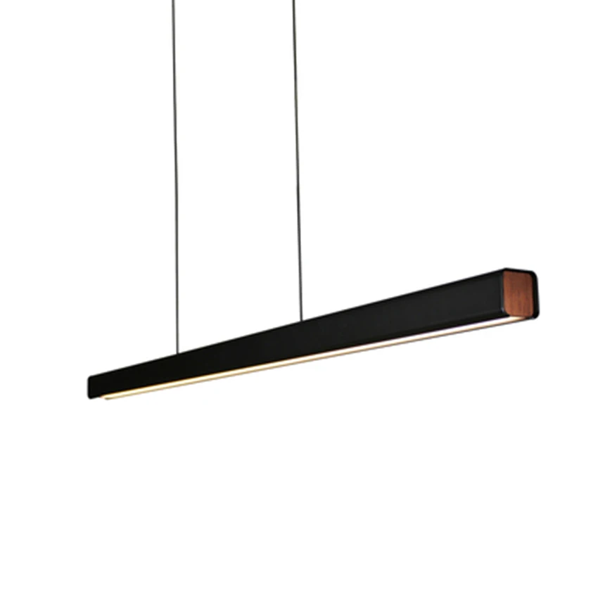 

Modern Long Wood LED Pendant Iights Lighting Nordic Minimalist Aluminum LED Pendant Lamp Restaurant Study Bedroom Deco Luminarie
