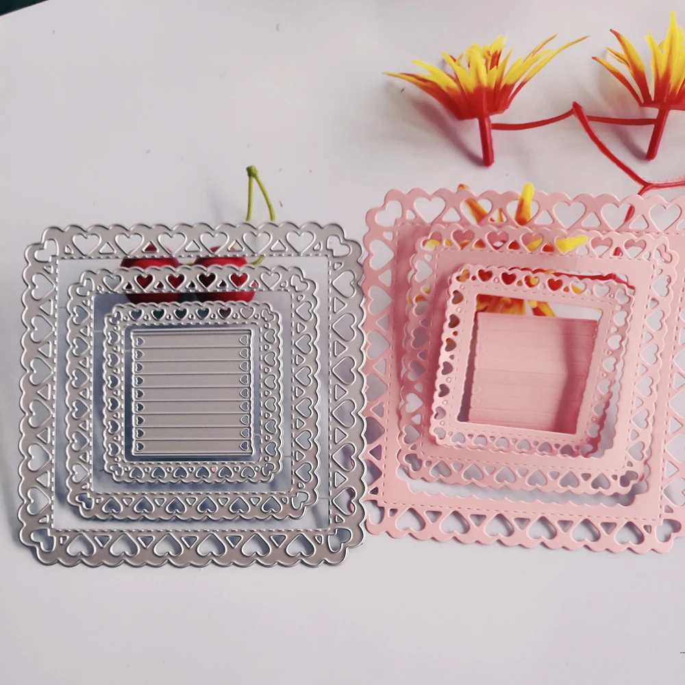 

Square peach heart border cutting mold 2019 new arrival mold scraping metal cutting mold technology DIY decoration