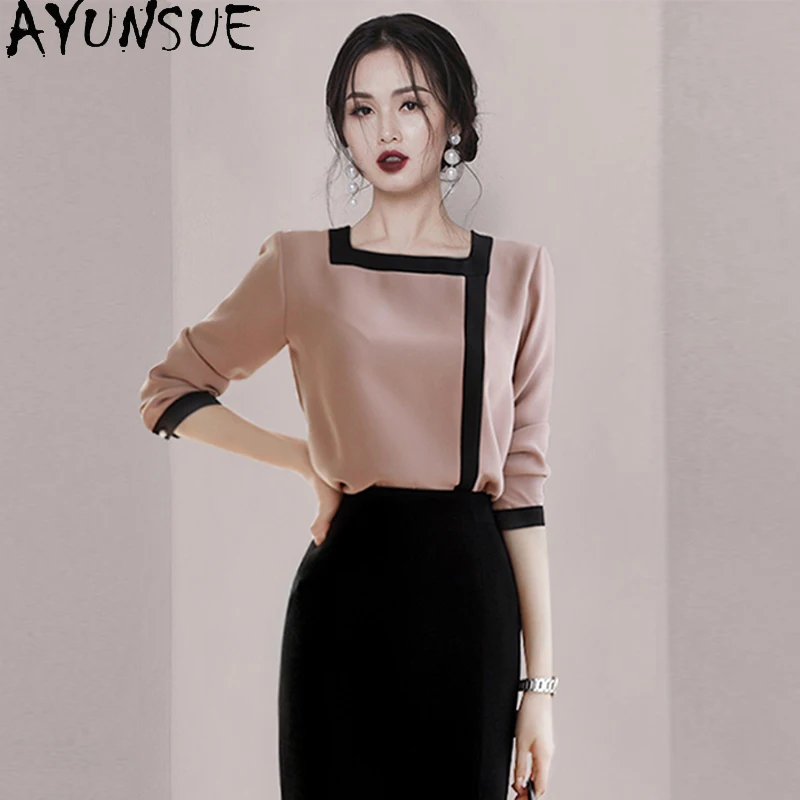 AYUNSUE высокое качество женские блузки на весну и осень 2021 Элегантная Дамская