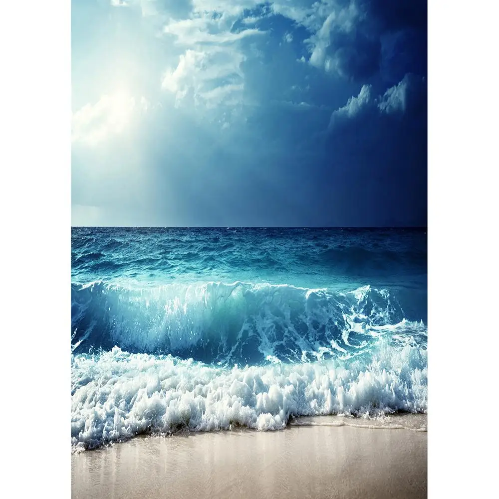 Солнечный морской волны пляжа фото фон напечатанный на компьютере Подставки для