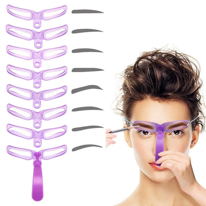 

8PCS Eyebrow Shaper Makeup Template Eyebrow Grooming Shaping Stencil Kit Eyebrow Template Reusable 8 in1 Eyebrow Shaping