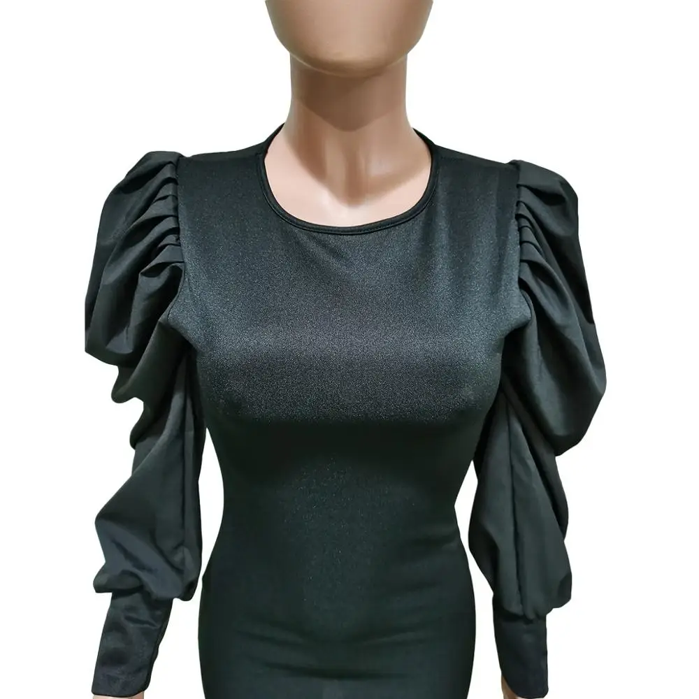 

Black Puff Sleeve Mini Dress Women Sexy Bodycon Party Night Club