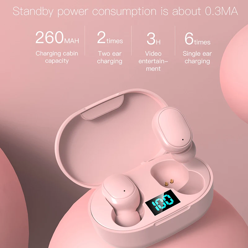 

E6S TWS Bluetooth 5.0 Headsets Wireless in ear Headphones E6S Sport Waterproof Earphones with Microphone Touch Control Earbuds