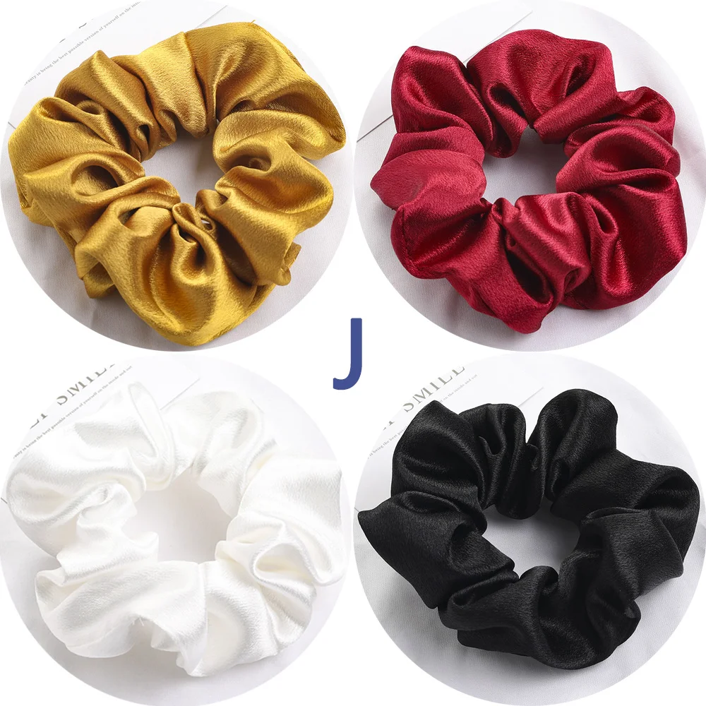 

4PCS/Lot Satin Silk Scrunchies Women Elastic Rubber Hair Bands Girls Solid Ponytail Holder Hair Ties Rope Hair Accessories Set