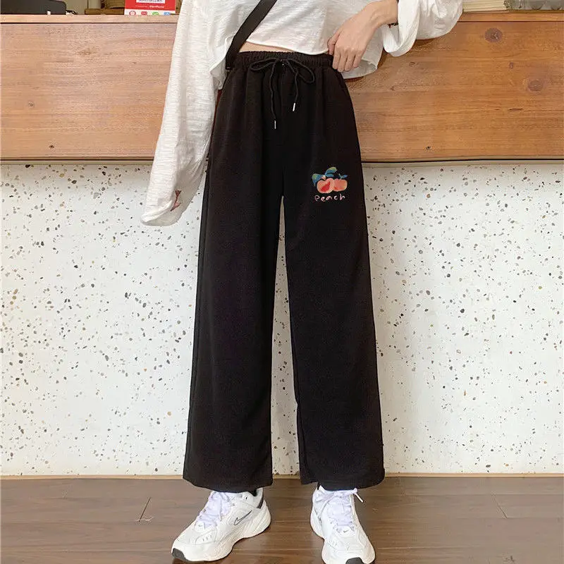 

Favour Korean Style Wide Leg Pants Winter 2020 Fashion Warm Pants Women Solid Loose Casual Plus Velvet Print Trousers Women