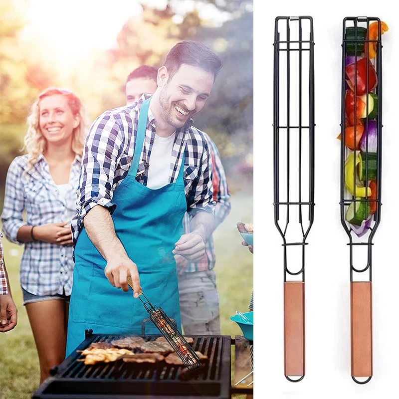 

Meat Barbecue Grilling Basket Stainless Steel Non-stick Portable BBQ Tool Kitchen Accessories Cooking Mesh Barbecue Grill Basket