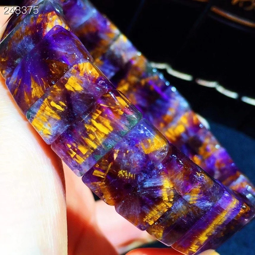 

Высококачественный натуральный какоксенит фиолетовый рутилированный кварцевый браслет для женщин и мужчин 15x9,2x5,6 мм прозрачный браслет с ...